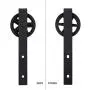 ZEKOO Antique Rustic Style Sliding Aluminum Barn Door Hardware Black Steel Rollers Hanger (Big Wheel-Style)