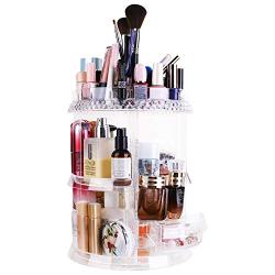 Awekris Makeup Organizer, 360 Degree Rotating Cosmetic Case, Large Capacity 7 Layers Adjustable Multi-Function Acrylic Cosmetic Storage Boxes with Drawers Fits Jewelry, Makeup Brushes, Lipsticks