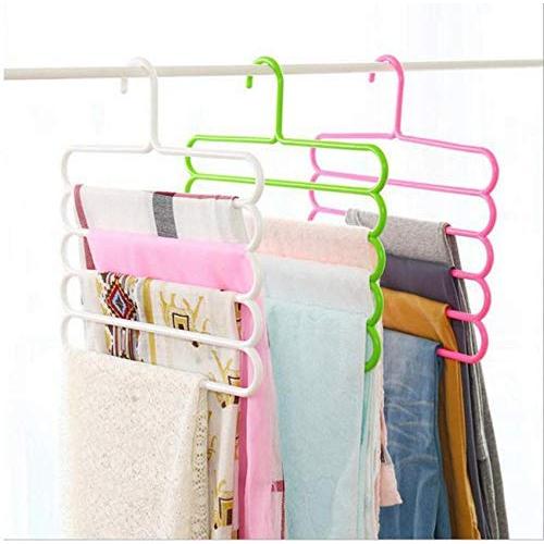 5pcs Radom Color Multi-Functional Five-Layer Anti-Slip Hanger Simply Durable Candy Color Storage Hanger Clothes Storage Tool 5pcs Radom Color Multi-Functional Five-Layer Anti-Slip Hanger Simply Durable Candy Color Storage Hanger Clothes Storage Tool