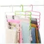 5pcs Radom Color Multi-Functional Five-Layer Anti-Slip Hanger Simply Durable Candy Color Storage Hanger Clothes Storage Tool