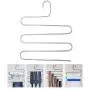 SAVICOS Pants Hangers S-Shape Trousers Hangers Stainless Steel Clothes Hangers Closet Space Saving for Pants Jeans Scarf Hanging Silver (4 Pack)