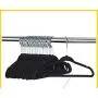 Namcyanly 10 Pack 11" Non-Slip Velvet Flocked Childrens Clothes Hangers Baby Drying Rack Anti-Rust Shiny Chrome Hooks (28 cm/11.02 inch, Black, 10 Pack)
