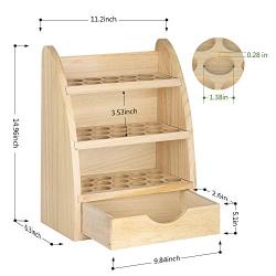 LIANTRAL Essential Oils Storage Rack, Wooden Nail Polish Display Holder Organizer- 45 Slots for 10/15/20/30ml Bottles (Natural Wood Color)