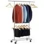 Bextsware Expandable Double Rod Clothing Garment Racks On Wheels, Heavy Duty Hanging Clothes Organizer Stand Adjustable Rolling Rack, Chrome Bextsware Expandable Double Rod Clothing Garment Racks On Wheels, Heavy Duty Hanging Clothes Organizer Stand Adjustable Rolling Rack, Chrome