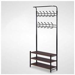 QPSGB Multi-Functional Floor Coat Rack, Simple Clothes Rack Combination Hanger, Household Rack Bedroom Hanging Clothes Rack (Color : Black Walnut, Size : Medium)