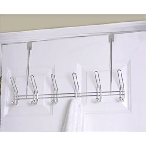 Home Basics 12-Hook Over the Door Hanger For Hanging Clothes, Coats, Towels, Bags, Organize your Bedroom, Bathroom or Closet, Sturdy heavy Duty, Chrome