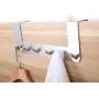 eoocvt Stainless Steel Over The Door Hook Organizer Rack - Space Saving Hanger, 6 Hooks, Brushed Nickel