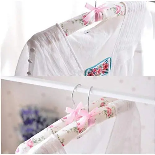 Cotton Fabric Sponge Hanger Elegant Non-Slip Wood Hanger Women Foam Sweater Hangers Soft Cloth Hanger 10pcs Random Color