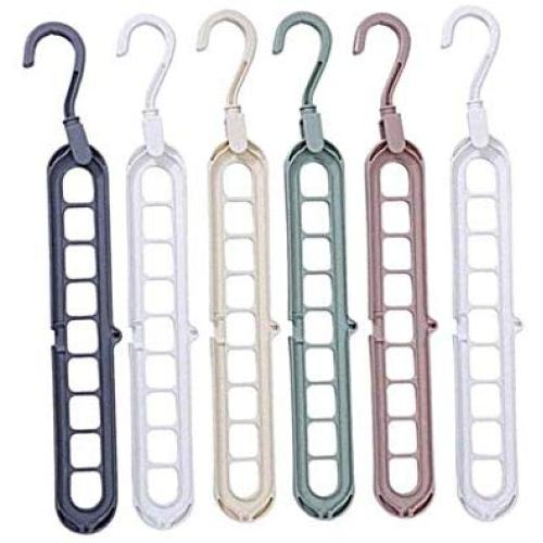 MINKOU Cothes Stand,Clothes Hanger 9 Hole Towel Hook Closet Organizer Plastic Storage Rack（6pcs）