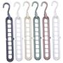 MIS1950s 6Pcs Multi-Function Hanger, Creative Finishing Frame Hangers, Clothes 9 Hole Towel Hook Closet Organizer Plastic Storage Rack for Slack, Trouser, Jeans,Towels etc (Multicolor)