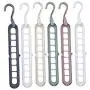MIS1950s 6Pcs Multi-Function Hanger, Creative Finishing Frame Hangers, Clothes 9 Hole Towel Hook Closet Organizer Plastic Storage Rack for Slack, Trouser, Jeans,Towels etc (Multicolor)
