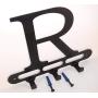 Capital Letter R Monogram Wall Hook Hanger. Satin Black. Solid Steel. Screws Included.