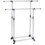 Super buy HEAVY DUTY DOUBLE ADJUSTABLE PORTABLE CLOTHES HANGER ROLLING GARMENT RACK RAIL