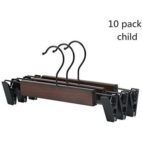 Iddefee Clothes Hanger Wooden Hangers with Clips for Adult Children Clothing Pants Skirt Hangers Suit Clothes Hangers 10 Pack for Hoem Pants Hangers (Color : Brown, Size : 24x1.2cm)