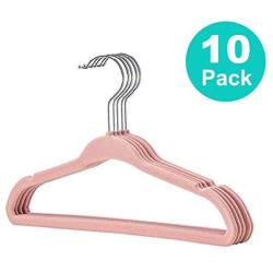 OcEaN Home & Living Hangers Velvet, 10/20/30 Pack Non-Slip Velvet Kids Hangers for Jackets, Pants, Dress Clothes, Pink-10