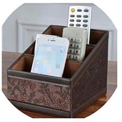 Retro PU Leather Storage Boxes Container Case Flower Pattern Remote Controls Holder Home Decoration Office Supplies