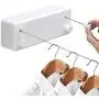 Hoimpro Retractable Clothesline with Adjustable Stainless Steel Double Rope String Hotel Style Heavy Duty for Bathroom, Wall Mounted Laundry Drying Line for Shower, 14 Feet Indoor Clothes Line, White