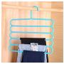 Junson Suit Hanger Multifunctional Five-Layer Pants Rack Drying Rack Candy Color Plastic Tie Storage Rack(Blue) Clothes Hanger