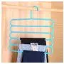 Junson Suit Hanger Multifunctional Five-Layer Pants Rack Drying Rack Candy Color Plastic Tie Storage Rack(Blue) Clothes Hanger