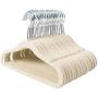 Finnhomy Non-Slip Clothes Hanger for Baby and Kids 30-Pack Velvet Hangers with 10 Finger Clips,Beige