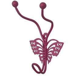Indianshelf Handmade 1 Artistic Vintage Pink Metal Butterfly Coat Hooks Holders/Key Hooks for Wall