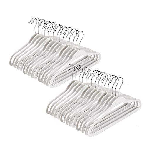 Quality Kids Plastic Non Velvet Non-Flocked Thin Compact Childrens Hangers Swivel Hook for Shirts Blouse Coats (White, 30)