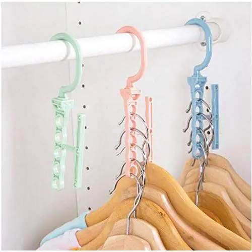 5Hole Practical Clothes Hanger Rack Space Saver Organizer Clothing Hook Magic Hanger Closet Organizer Space Save 10pcs Random Color