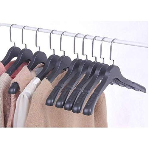 5pcs Random Color Non Slip Black White Plastic Clothes Hanger with Notched for Dress and Sun-top