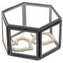 Feyarl Jewelry Trinket Glass Boxes Ornate Ring Earring Boxes Preserved Flower Glass Boxes Organizer Decorative Boxes Storage (Black)