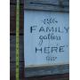 Vintage look FAMILY GATHERS HERE wheatstalks new calligraphy weathered wood sign with burlap hanger antique style old time font Vintage look FAMILY GATHERS HERE wheatstalks new calligraphy weathered wood sign with burlap hanger antique style old time font