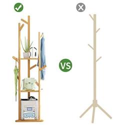 Tree Rack with 3 Shelves Coat Racks Free Standing with 9 Hooks for Hall Bedroom Hallway Corner Compact Clothes Hanger, Easy to Assemble 168CM