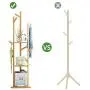 Tree Rack with 3 Shelves Coat Racks Free Standing with 9 Hooks for Hall Bedroom Hallway Corner Compact Clothes Hanger, Easy to Assemble 168CM