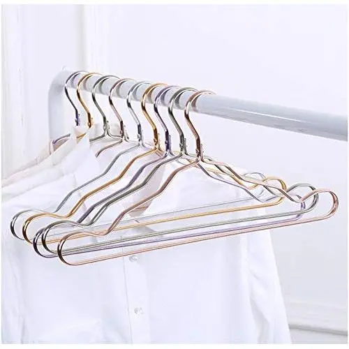 10pcs Random Color Children Adult Non-Slip Metal Shirt Trouser Hook Hangers Coat Hanger Clothes Accessories Rack