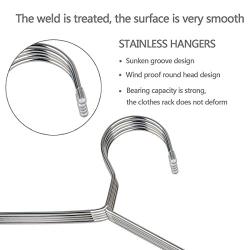 OIKA Clothes Hangers 40 Pack Suit Hangers Stainless Steel Strong Metal Hangers 16.5 Inch for Heavy Duty Coat Hangers