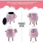 TREXM Have-Fun Series Upholstered Ride-on Storage Ottoman Footrest Stool with Vivid Adorable Animal Shape Storage Box,Pink Sheep, Gray