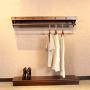 PIN Wooden Household Hangers, Wall Hangers，Retro Brown Woody Shelf Single Pole Clothing Store Display Stand Side Wall Hangers Clothes Drying Clothes Rack/Wall Shelves Rack，Wall Door Back Coat Rack