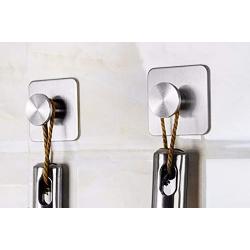 Sanibay Stainless Steel Adhesive Hooks Brushed Nickel Finish Bag Hat Clothes Hangers Towel Hooks Wall Stick Hooks for Bathroom Bedroom Kitchen (4 Pieces)
