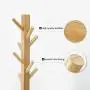 E-Goal Wooden Bamboo Coat Stand 8 Hooks Free Standing Coat Hat Rack Tree Clothes Rail Hanging Storage Organiser Clothes Stand Hanger with Drawer Design for Bedroom, Living Room, Office Size 69.6inch