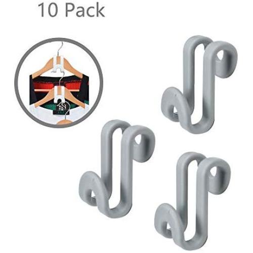 Alovexiong 10 Pack Mini Plastic Cascading Hanger Hooks Hanger Flocking Connector Hooks Cascading Hanger Hook Anti-Slip Connection Clothes Hanger Hook for Clothes Closet Organizer Space-Saving,Stack