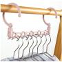 10pcs Random Color 5 Holes Shirts Clothes Hanger Holders Windproof Multifunctional Folding Drying Storage Rack Clothing Hanger Wardrobe Organizer