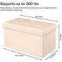 WoneNice 30 Inches Faux Leather Folding Storage Ottoman Bench, Ottoman Toy Chest Folding Storage Box, Hold Up to 300 LB (Beige)