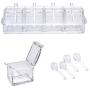 IVYONE Clear Seasoning Boxes | Seasoning Rack Spice Pots | Spice Boxes Serving Set | Storage Container Compartment Condiment Jars - Cruet with Cover and Spoon