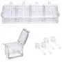 IVYONE Clear Seasoning Boxes | Seasoning Rack Spice Pots | Spice Boxes Serving Set | Storage Container Compartment Condiment Jars - Cruet with Cover and Spoon
