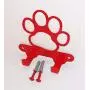 Dog Leash Hook Hanger. Dog Paw. Fire Red Finish. Made in USA. Solid Steel. Screws Included.