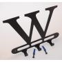 Capital Letter W Monogram Wall Hook Hanger. Satin Black. Solid Steel. Screws Included.