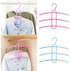 10pcs Random Color Creative Home Three-Layer Hangers 4 Colors Three Layer Anti-Skid Plastic Clothes Hanger for Household Pants Rack Hangers