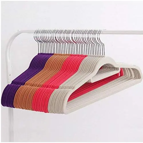 10pcs Random Color Household Flock Printing Slip-Resistant Velvet Hanger Plastic Hangers for Clothes 10pcs Random Color Household Flock Printing Slip-Resistant Velvet Hanger Plastic Hangers for Clothes