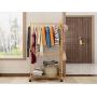 Angels home Simple Bamboo Coat Rack Multifunctional Floor Hanger Bedroom Simple Clothes Rack Modern Mobile Floor Hanger