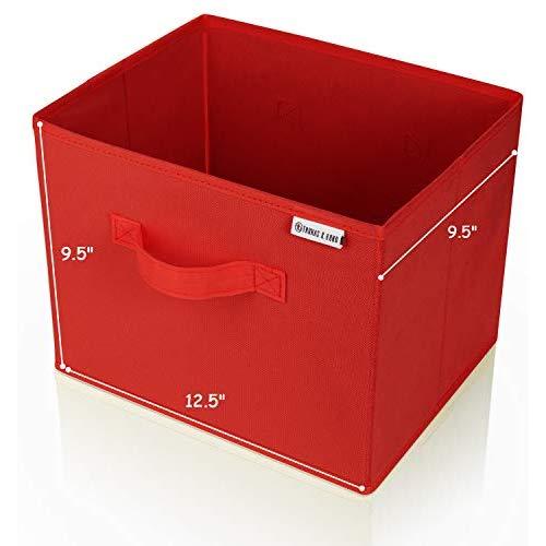 Collapsible File Storage Boxes 12.5 x 9.5 x 9.5 Holds Hanging File Folders and Letter Size Files. Fits on Shelf or in Many Drawers. (Cherry Red)