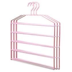 HAOCHIDIAN 5 Tier Anti-Slip Hangers 5 in 1 Aluminum Alloy Clothes Hangers Space Saving Square Hangers Home Storage Organizer for Suit Coat Shirt Pants,Rosegold